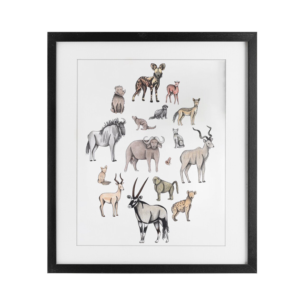 Stupell Industries Simple Africa Animals Framed Print Under Glass, design by Cecilia Battaini